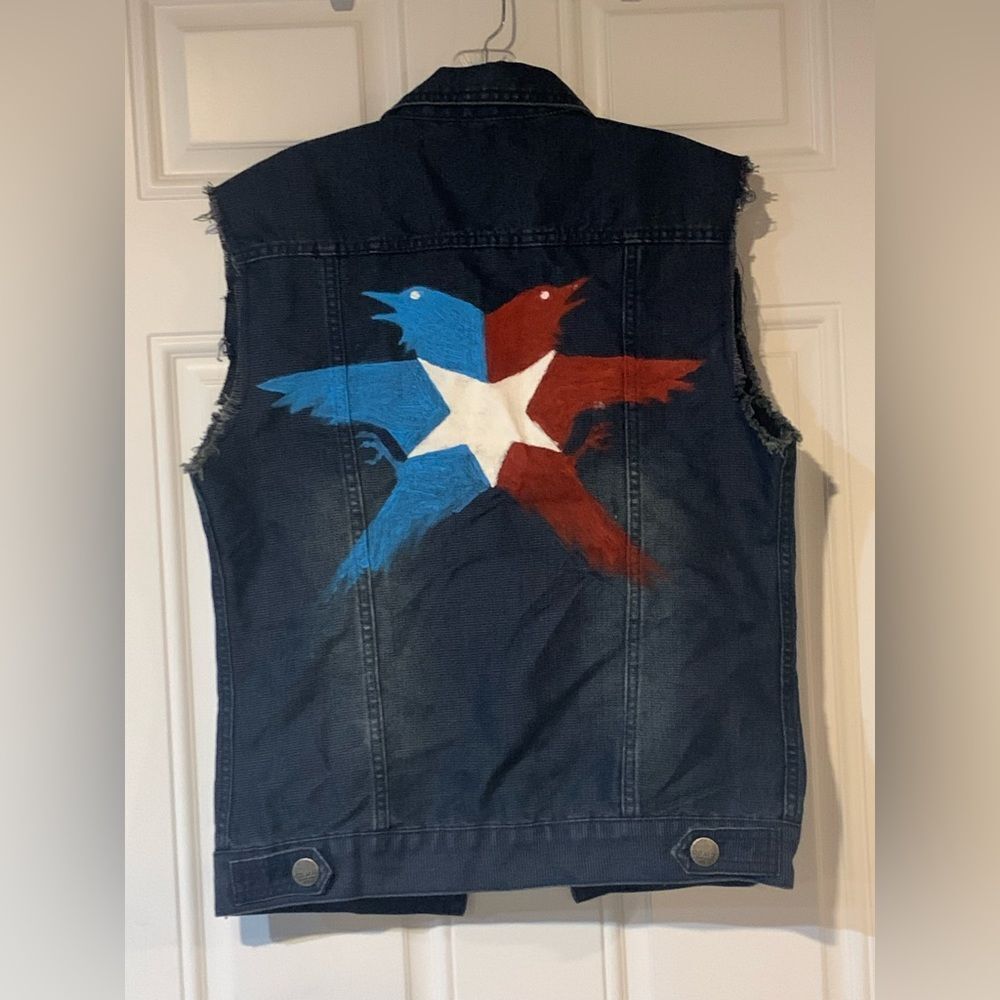 Caliber Denim NYC  Vest with Button Details Graphic Details